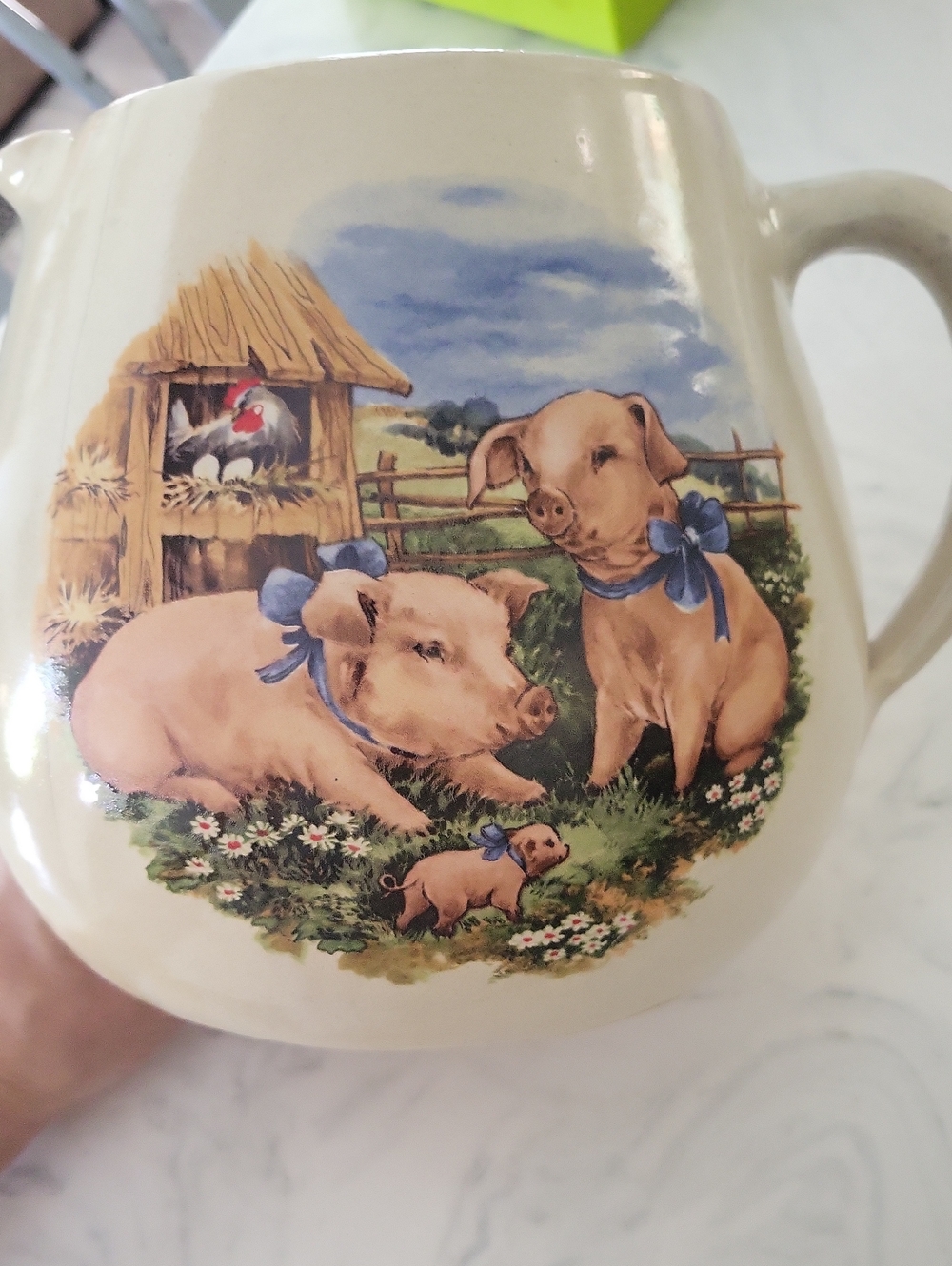 Handmade Casey Pottery Cream Ceramic Farmhouse Decor Pitcher